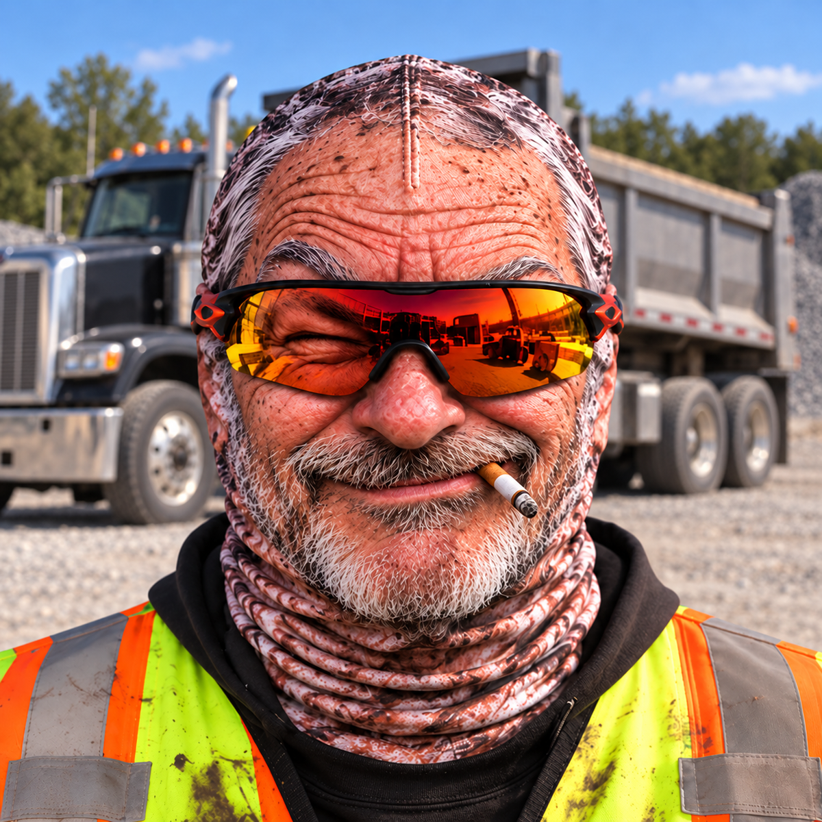 Dump Truck Driver funny face balaclava - Style 4