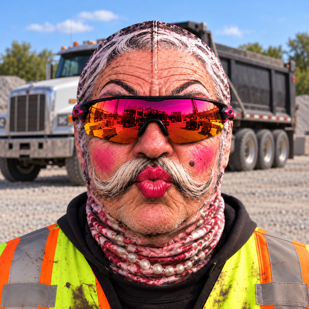 Dump Truck Driver funny face balaclava - Style 7