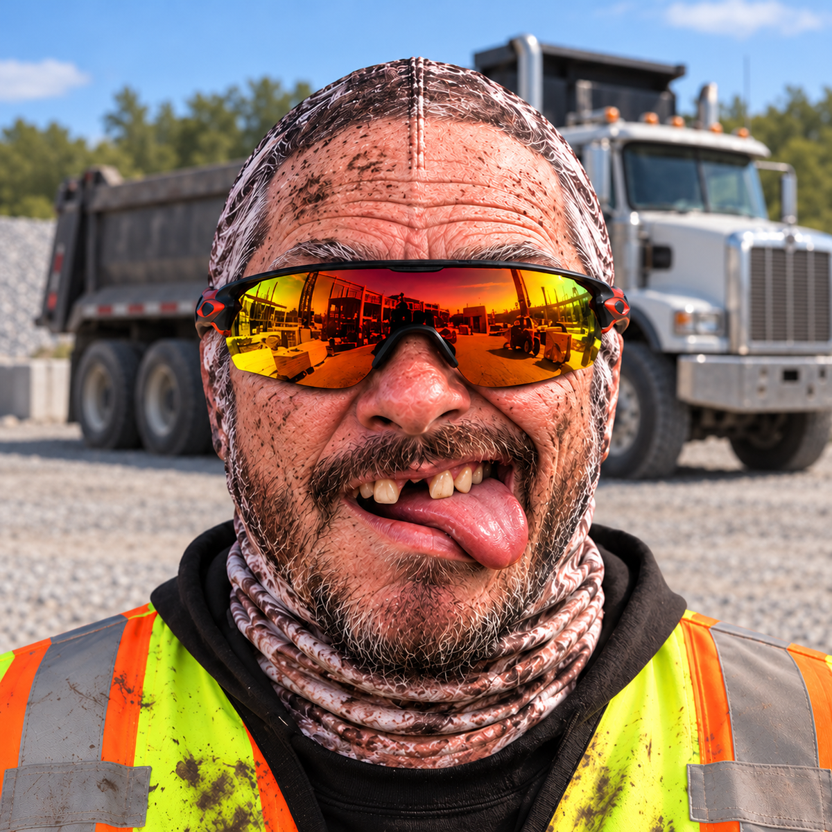 Dump Truck Driver funny face balaclava - Style 9