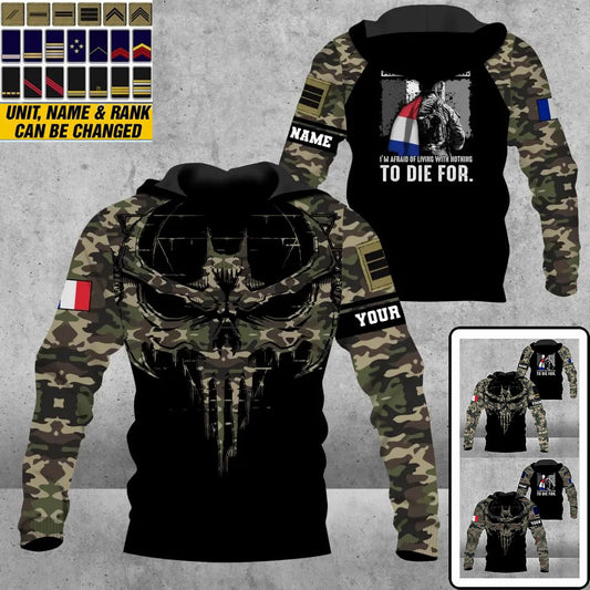 Personalized France Soldier/ Veteran Camo With Name And Rank Hoodie 3D Printed -  0609230001