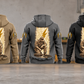 Five complete back views of Electrician Daily Commitment Portrait Vintage Hoodies in Military Green, Kaki, Dark Gray, Black and Dark Blue, arranged at an electrical workbench with tall circuit-panel portrait artwork and matching sleeve motifs.