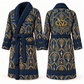 Personalized Electrician Bathrobe - Art Deco Craft blue front and back view