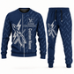 electrician occupation-themed sweater and jogger combo navy color with name and company artwork