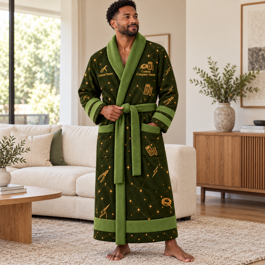 Personalized Electrician Bathrobe - Night Shift lifestyle view