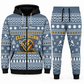 electrician blue-gray Winter Snowflake full-zip hoodie and jogger combo with Custom Name and Custom Company Name