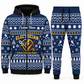 electrician navy Winter Snowflake full-zip hoodie and jogger combo with Custom Name and Custom Company Name