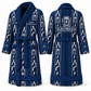 Personalized Electrician Bathrobe - Workbench Stripes blue front and back view