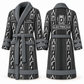Personalized Electrician Bathrobe - Workbench Stripes slate front and back view