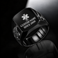 EMS Signature Crest ring in Black, showing CUSTOM NAME and SINCE 2000