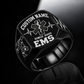 EMS Bold Lettering ring in Black, showing CUSTOM NAME and SINCE 2000