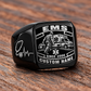 EMS Black Face Badge ring in Black, showing CUSTOM NAME and SINCE 2000