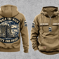 EMS Walk the Walk Badge Vintage Hoodie in Kaki, fully separated front and back views with sample text CUSTOM NAME and SINCE 2000, ambulance and response-bag motifs, and I WALK THE WALK / WITH EMS PRIDE arched boots artwork.