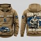 EMS By Choice Vintage Hoodie in Kaki, separated complete front and back views with sample chest text CUSTOM NAME and SINCE 2000 and BORN TO CARE / EMS BY CHOICE portrait artwork.