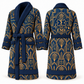 Personalized EMS Bathrobe - Art Deco Craft blue front and back view