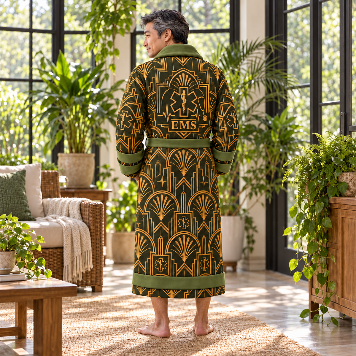 Personalized EMS Bathrobe - Art Deco Craft lifestyle view