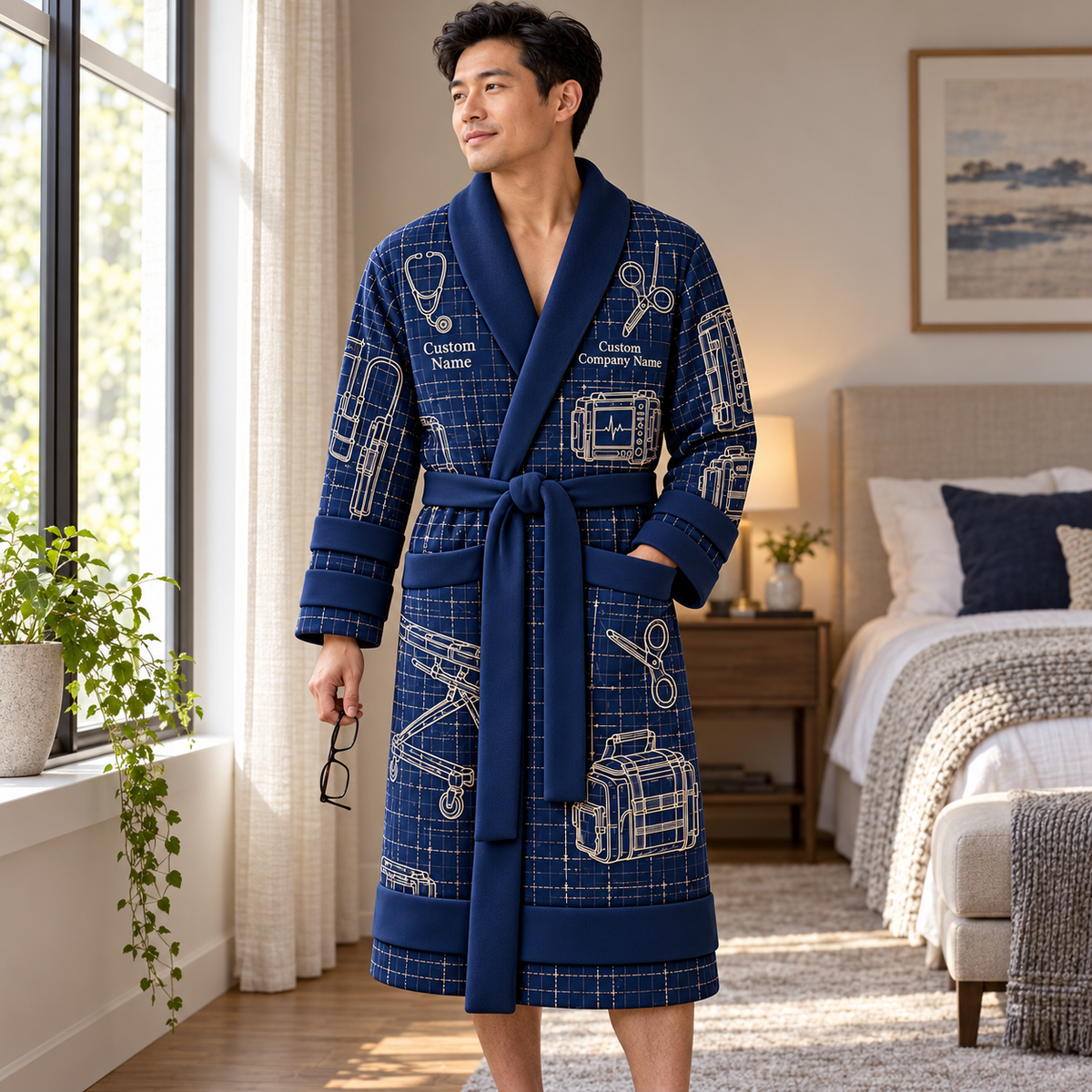 Personalized EMS Bathrobe - Blueprint Workshop lifestyle view
