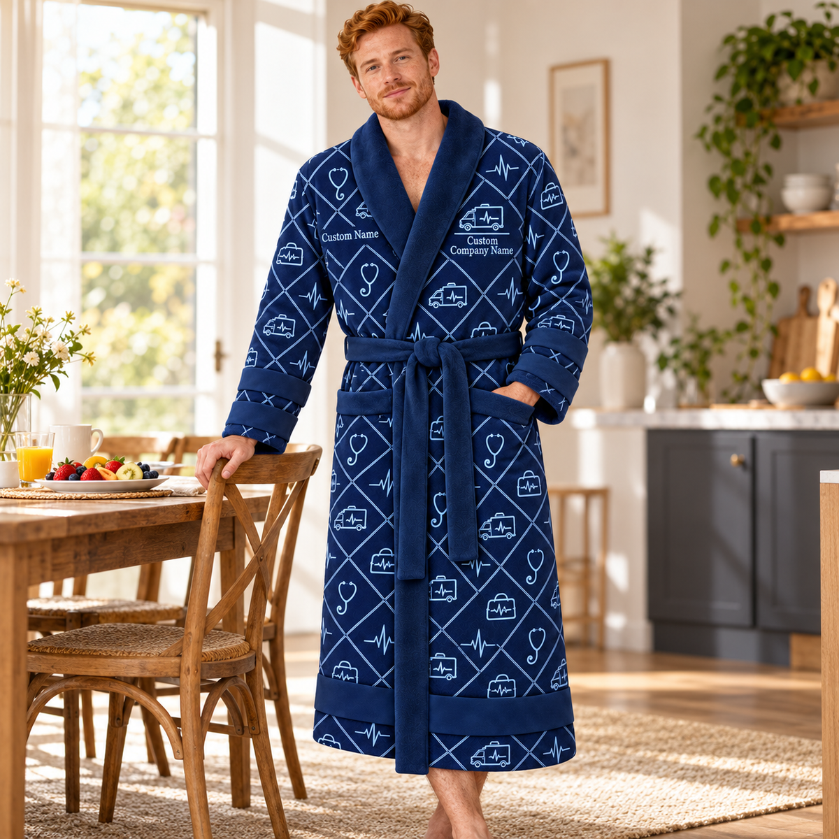 Personalized EMS Bathrobe - Diamond Emblems lifestyle view