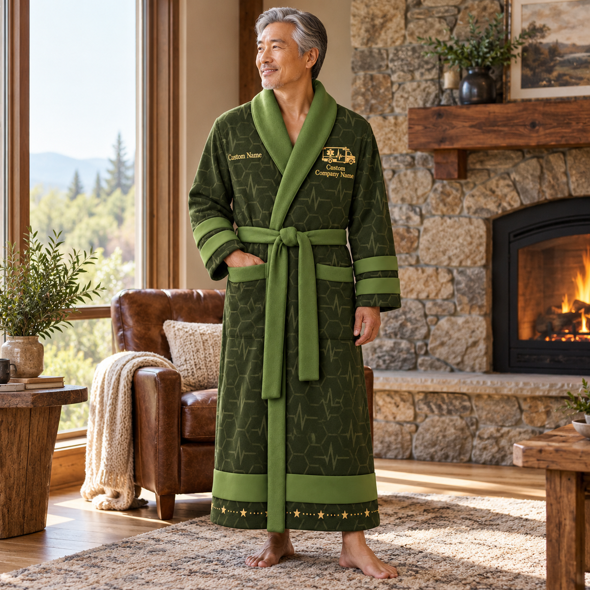 Personalized EMS Bathrobe - Signature Silhouette lifestyle view