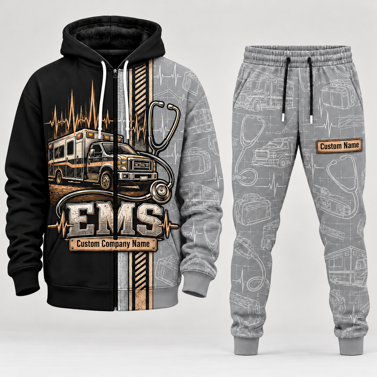 ems full-zip hoodie and matching joggers - lightgray catalog view