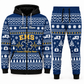 ems navy Winter Snowflake full-zip hoodie and jogger combo with Custom Name and Custom Company Name