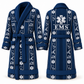 Personalized EMS Bathrobe - Workbench Stripes blue front and back view