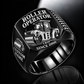 Personalized CB10 Roller Operator Ring in black finish, with flat tandem smooth-drum engraving, CUSTOM NAME and SINCE 2000.