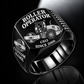 Personalized CS12 Roller Operator Ring in black finish, with flat single-drum soil compactor engraving, CUSTOM NAME and SINCE 2000.