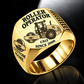 Personalized CS12 Roller Operator Ring in gold finish, with flat single-drum soil compactor engraving, CUSTOM NAME and SINCE 2000.