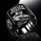 Personalized CW34 Roller Operator Ring in black finish, with flat pneumatic roller engraving, CUSTOM NAME and SINCE 2000.