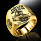 Personalized CW34 Roller Operator Ring in gold finish, with flat pneumatic roller engraving, CUSTOM NAME and SINCE 2000.