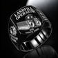 Black personalized 816 landfill compactor operator signet ring with flat machine artwork and LANDFILL OPERATOR, 816, CUSTOM NAME and SINCE 2000 engraving.
