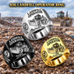 Three personalized 826 landfill compactor operator signet rings in Silver, Gold and Black finishes, with LANDFILL OPERATOR, 826, CUSTOM NAME and SINCE 2000 engraving.