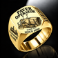 Gold personalized SUPER 700i asphalt paver operator signet ring with flat machine artwork and PAVER OPERATOR, SUPER 700i, CUSTOM NAME and SINCE 2000 engraving.