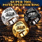 Three personalized SUPER 700i asphalt paver operator signet rings in Silver, Gold and Black finishes, with PAVER OPERATOR, SUPER 700i, CUSTOM NAME and SINCE 2000 engraving.