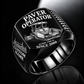 Black personalized SUPER 1700-3i asphalt paver operator signet ring with flat machine artwork and PAVER OPERATOR, SUPER 1700-3i, CUSTOM NAME and SINCE 2000 engraving.