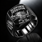 Black personalized SP 64i concrete slipform paver operator signet ring with flat machine artwork and SLIPFORM OPERATOR, SP 64i, CUSTOM NAME and SINCE 2000 engraving.