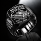 Black personalized SP 94i concrete slipform paver operator signet ring with flat machine artwork and SLIPFORM OPERATOR, SP 94i, CUSTOM NAME and SINCE 2000 engraving.
