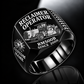 Black personalized RM500B road reclaimer operator signet ring with flat machine artwork and RECLAIMER OPERATOR, RM500B, CUSTOM NAME and SINCE 2000 engraving.