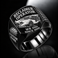 Black personalized WR 250i road reclaimer operator signet ring with flat machine artwork and RECLAIMER OPERATOR, WR 250i, CUSTOM NAME and SINCE 2000 engraving.