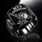 Black personalized SB-2500 material transfer vehicle operator signet ring with flat machine artwork and MTV OPERATOR, SB-2500, CUSTOM NAME and SINCE 2000 engraving.