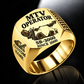 Gold personalized SB-3000 material transfer vehicle operator signet ring with flat machine artwork and MTV OPERATOR, SB-3000, CUSTOM NAME and SINCE 2000 engraving.