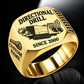 Gold finish Vermeer D60x90 S3 HDD Directional Drill Signet Ring with D60x90 S3 machine engraving, CUSTOM NAME and SINCE 2000 sample text.