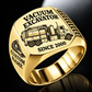 Gold finish TRUVAC HXX Truck-Mounted Hydrovac Signet Ring with HXX machine engraving, CUSTOM NAME and SINCE 2000 sample text.