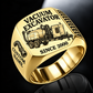 Gold finish Ditch Witch HX30 Trailer Vacuum Excavator Signet Ring with HX30 machine engraving, CUSTOM NAME and SINCE 2000 sample text.