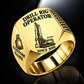 Gold personalized BG 28 H foundation drilling rig operator signet ring with original unbranded machinery, CUSTOM NAME and SINCE 2000.