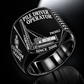 Black personalized PM20LC pile driver operator signet ring with original unbranded machinery, CUSTOM NAME and SINCE 2000.