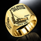 Gold personalized PM20LC pile driver operator signet ring with original unbranded machinery, CUSTOM NAME and SINCE 2000.