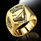 Gold personalized PM25H pile driver operator signet ring with original unbranded machinery, CUSTOM NAME and SINCE 2000.