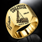 Gold personalized PMx25 pile driver operator signet ring with original unbranded machinery, CUSTOM NAME and SINCE 2000.