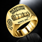 Gold personalized SL44C microtunnelling operator signet ring with original unbranded machinery, CUSTOM NAME and SINCE 2000.